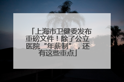 上海市卫健委发布重磅文件！除了公立医院“年薪制”，还有这些重点