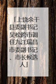 上饶余干县委副书记吴松跨市调任九江瑞昌市委副书记、市长候选人
