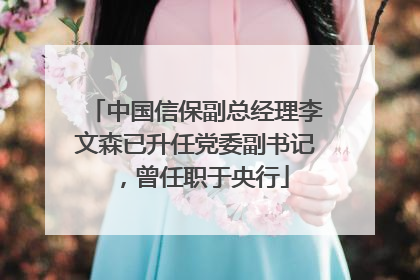 中国信保副总经理李文森已升任党委副书记，曾任职于央行