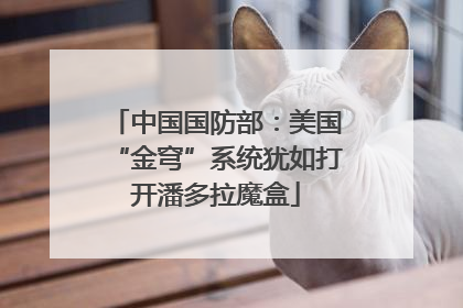 中国国防部：美国“金穹”系统犹如打开潘多拉魔盒