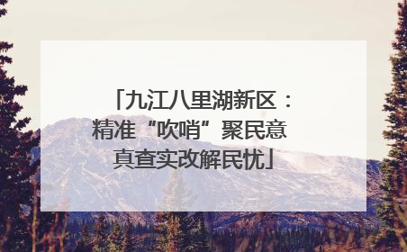 九江八里湖新区：精准“吹哨”聚民意 真查实改解民忧