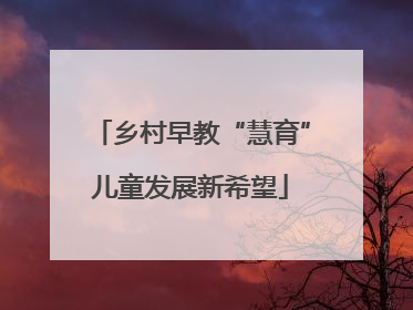 乡村早教“慧育”儿童发展新希望