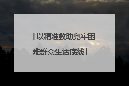 以精准救助兜牢困难群众生活底线