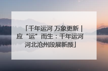 千年运河 万象更新｜应“运”而生：千年运河河北沧州段展新颜