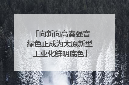 向新向高奏强音 绿色正成为太原新型工业化鲜明底色