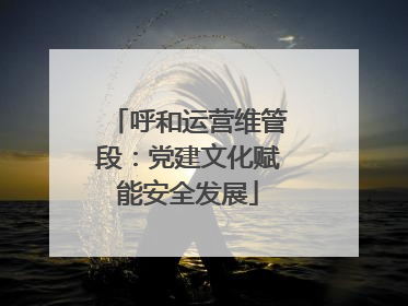 呼和运营维管段：党建文化赋能安全发展