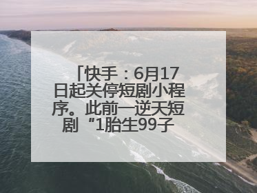 快手：6月17日起关停短剧小程序。此前一逆天短剧“1胎生99子”被全网下架