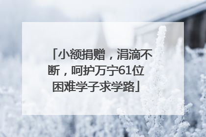 小额捐赠，涓滴不断，呵护万宁61位困难学子求学路