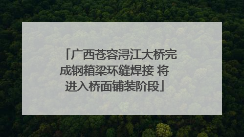 广西苍容浔江大桥完成钢箱梁环缝焊接 将进入桥面铺装阶段
