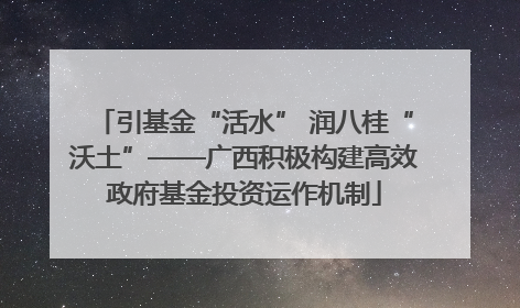 引基金“活水” 润八桂“沃土”——广西积极构建高效政府基金投资运作机制