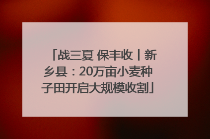 战三夏 保丰收丨新乡县：20万亩小麦种子田开启大规模收割