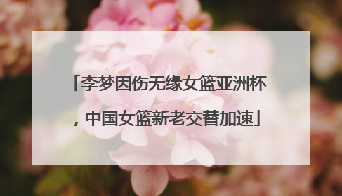 李梦因伤无缘女篮亚洲杯，中国女篮新老交替加速