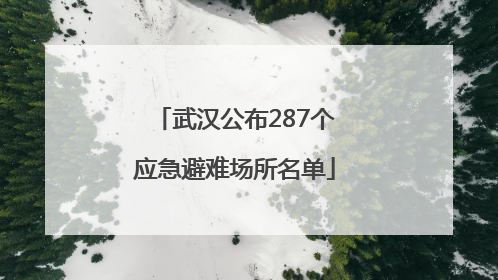 武汉公布287个应急避难场所名单