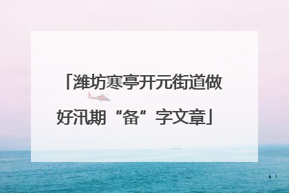 潍坊寒亭开元街道做好汛期“备”字文章