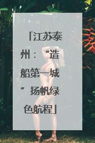江苏泰州：“造船第一城”扬帆绿色航程