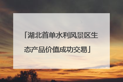 湖北首单水利风景区生态产品价值成功交易