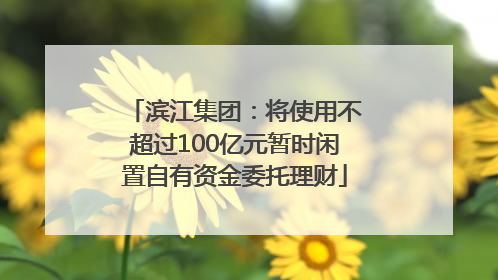 滨江集团：将使用不超过100亿元暂时闲置自有资金委托理财