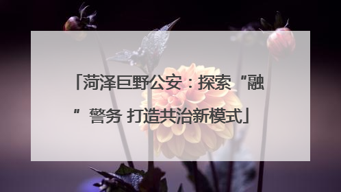 菏泽巨野公安：探索“融”警务 打造共治新模式