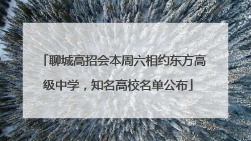 聊城高招会本周六相约东方高级中学，知名高校名单公布