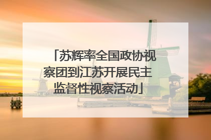 苏辉率全国政协视察团到江苏开展民主监督性视察活动