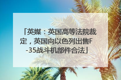 英媒：英国高等法院裁定，英国向以色列出售F-35战斗机部件合法
