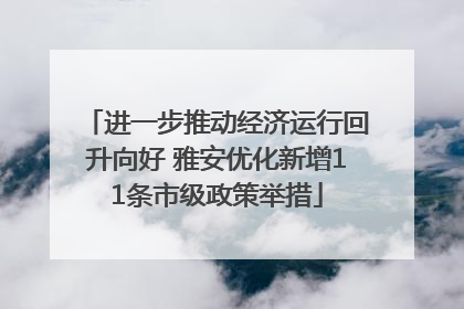 进一步推动经济运行回升向好 雅安优化新增11条市级政策举措