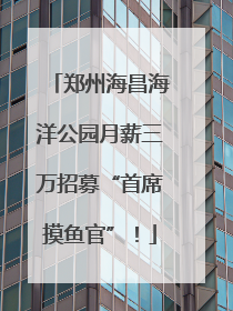 郑州海昌海洋公园月薪三万招募“首席摸鱼官”！