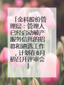 金科股份管理层：管理人已经启动破产服务信托的招募和遴选工作，计划在6月初召开评审会
