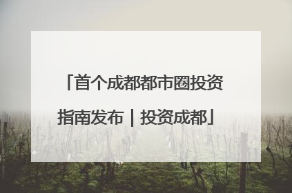 首个成都都市圈投资指南发布｜投资成都
