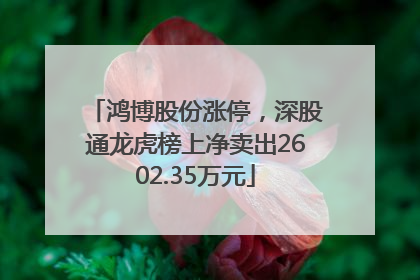 鸿博股份涨停，深股通龙虎榜上净卖出2602.35万元