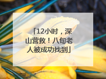 12小时，深山营救！八旬老人被成功找到