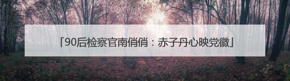 90后检察官南俏俏：赤子丹心映党徽