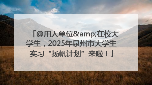 @用人单位&在校大学生，2025年泉州市大学生实习“扬帆计划”来啦！